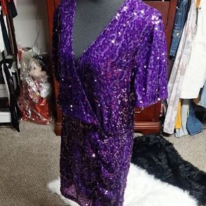 Elegant Purple Sequin Dress
